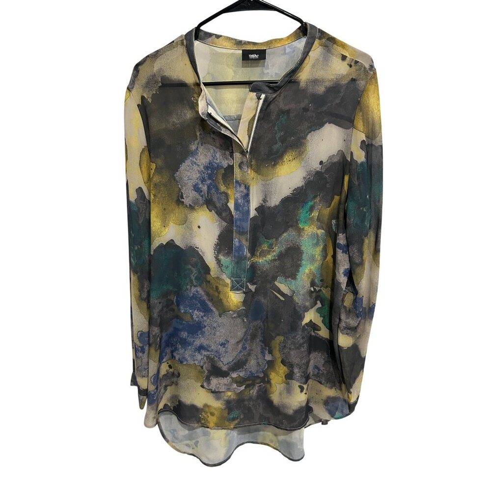 Mossimo Womens Loose Flowy Fit Abstract Print Tunic Blouse Top Modern Artsy